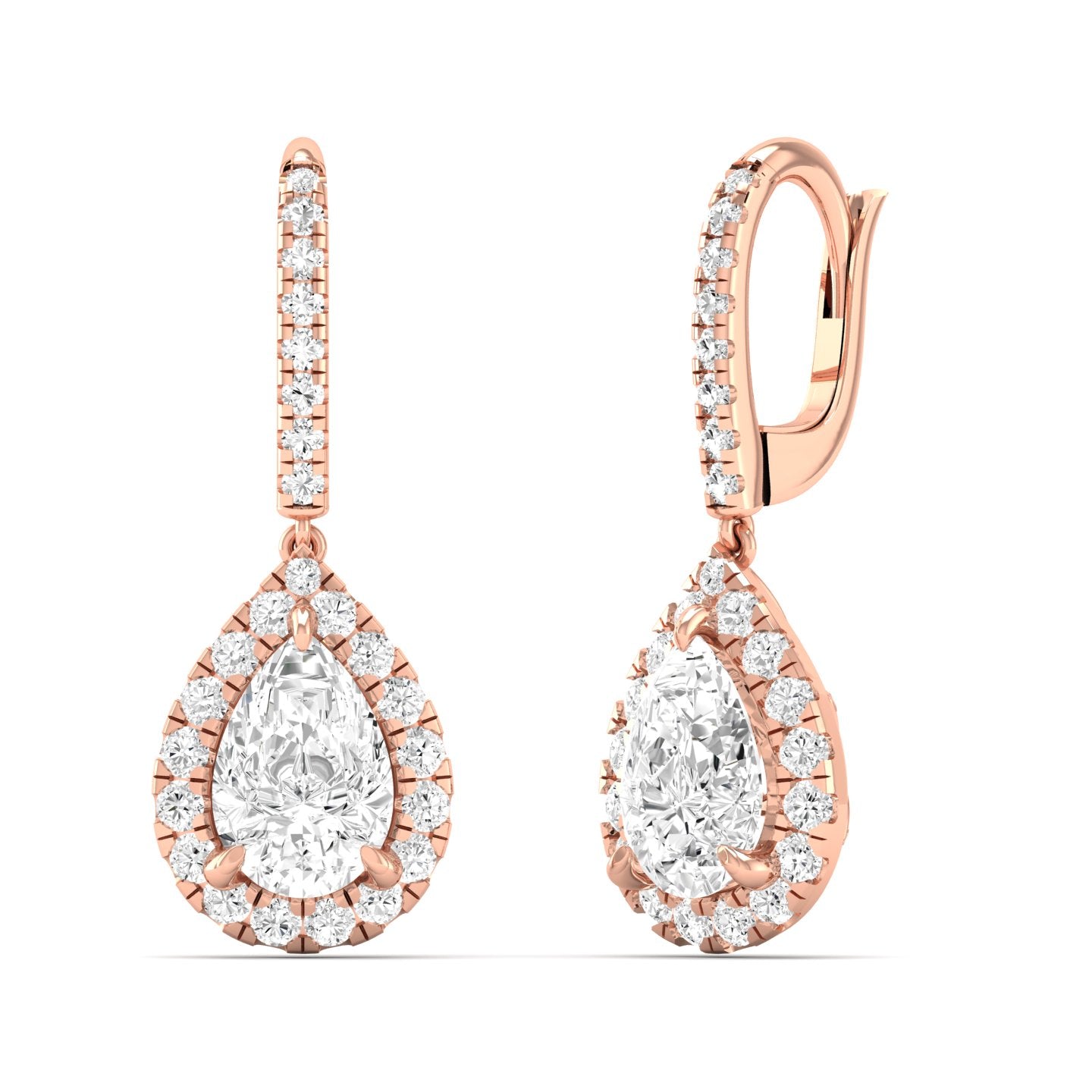 Pear Halo Drop Earring