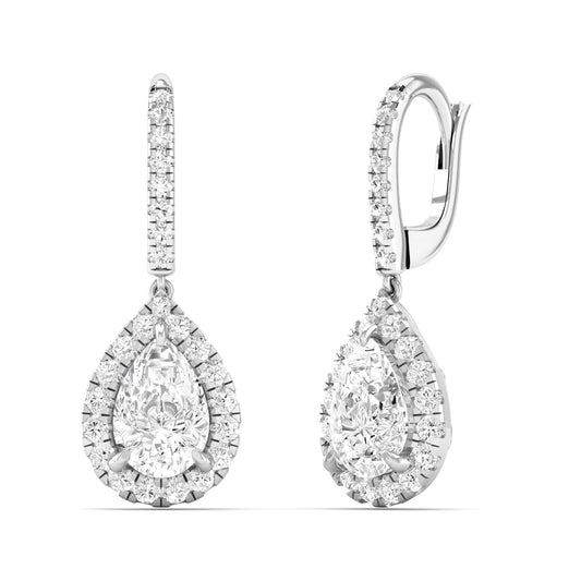 Pear Halo Drop Earring