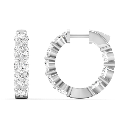 Classic Four-Prong Diamond Inside Out Hoop Earrings