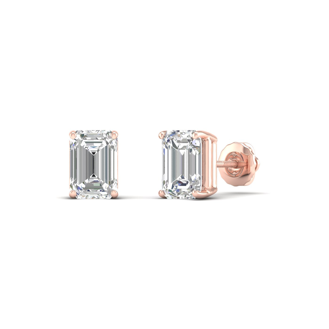 Classic Emerald Solitaire Diamond Stud