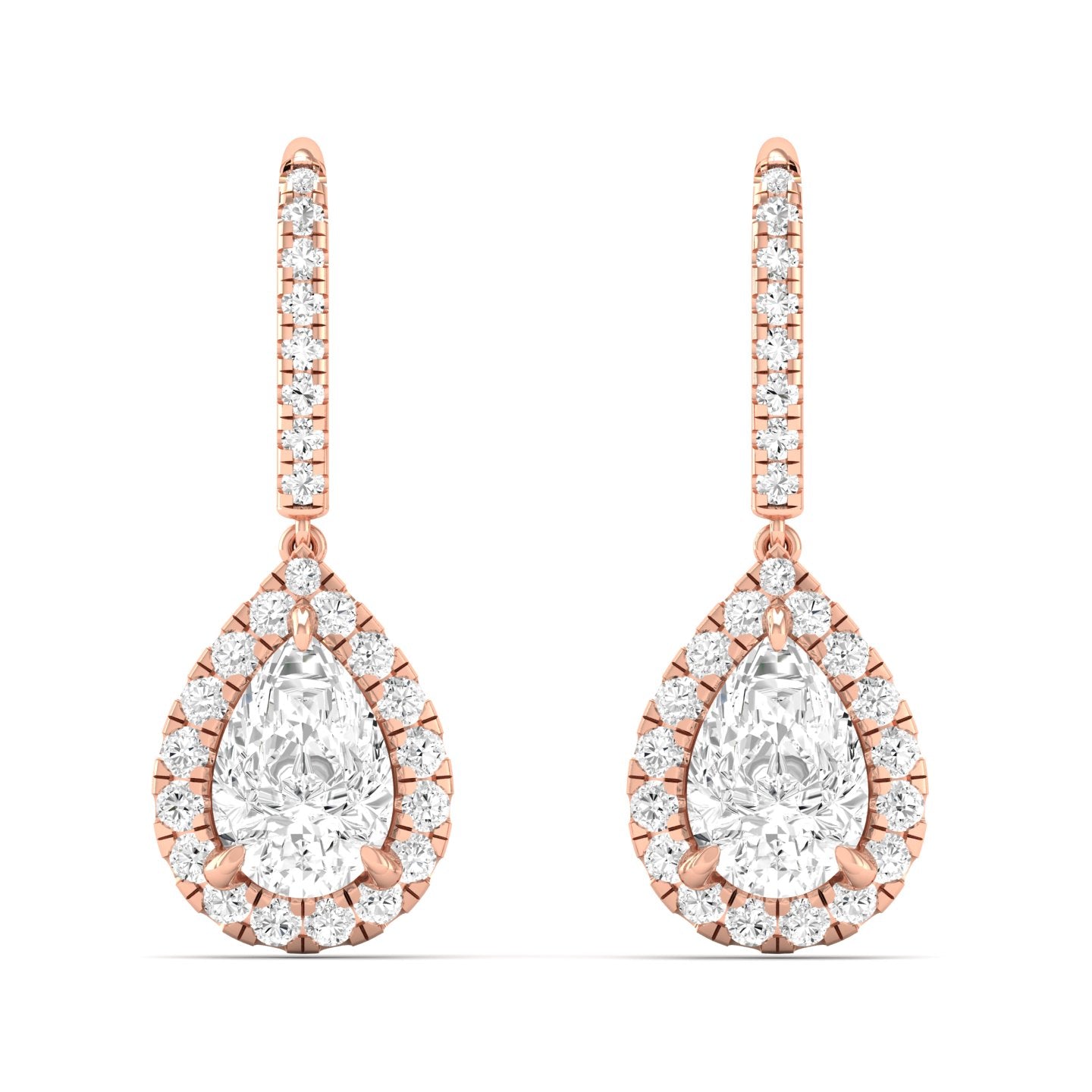 Pear Halo Drop Earring