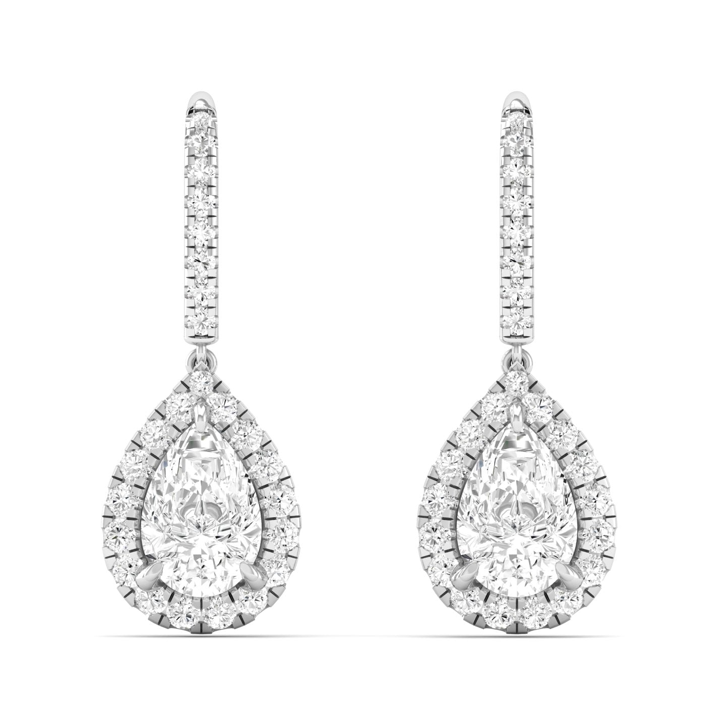 Pear Halo Drop Earring