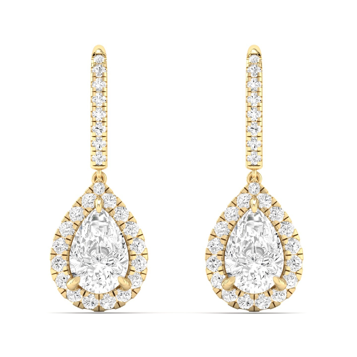 Pear Halo Drop Earring