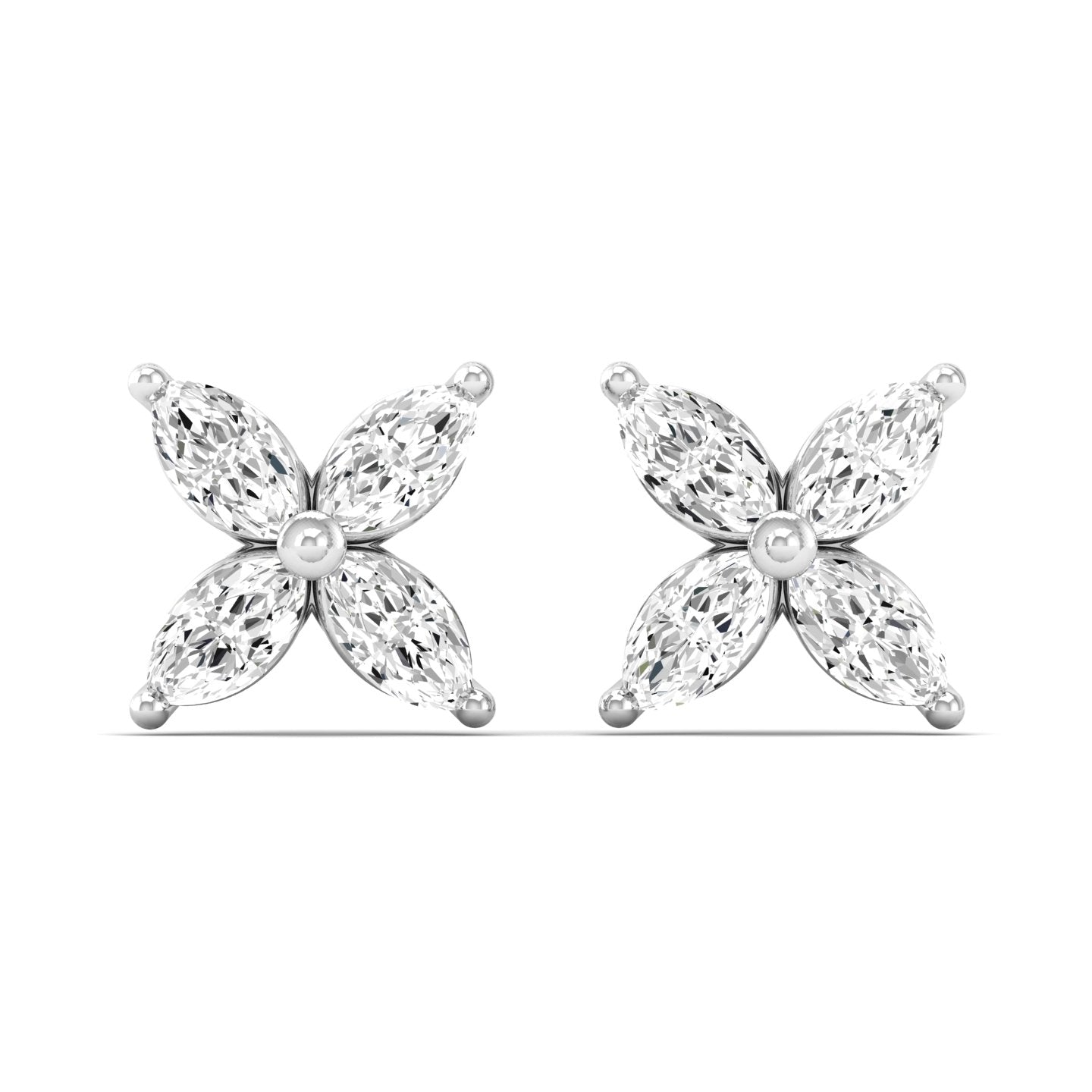 Marquise Diamond Flower Stud Earrings