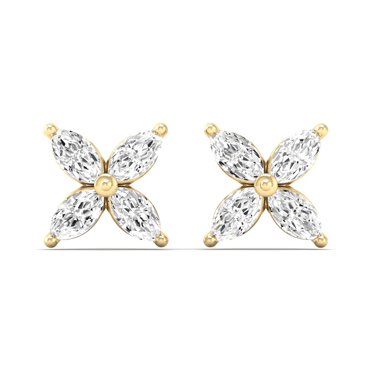 Marquise Diamond Flower Stud Earrings