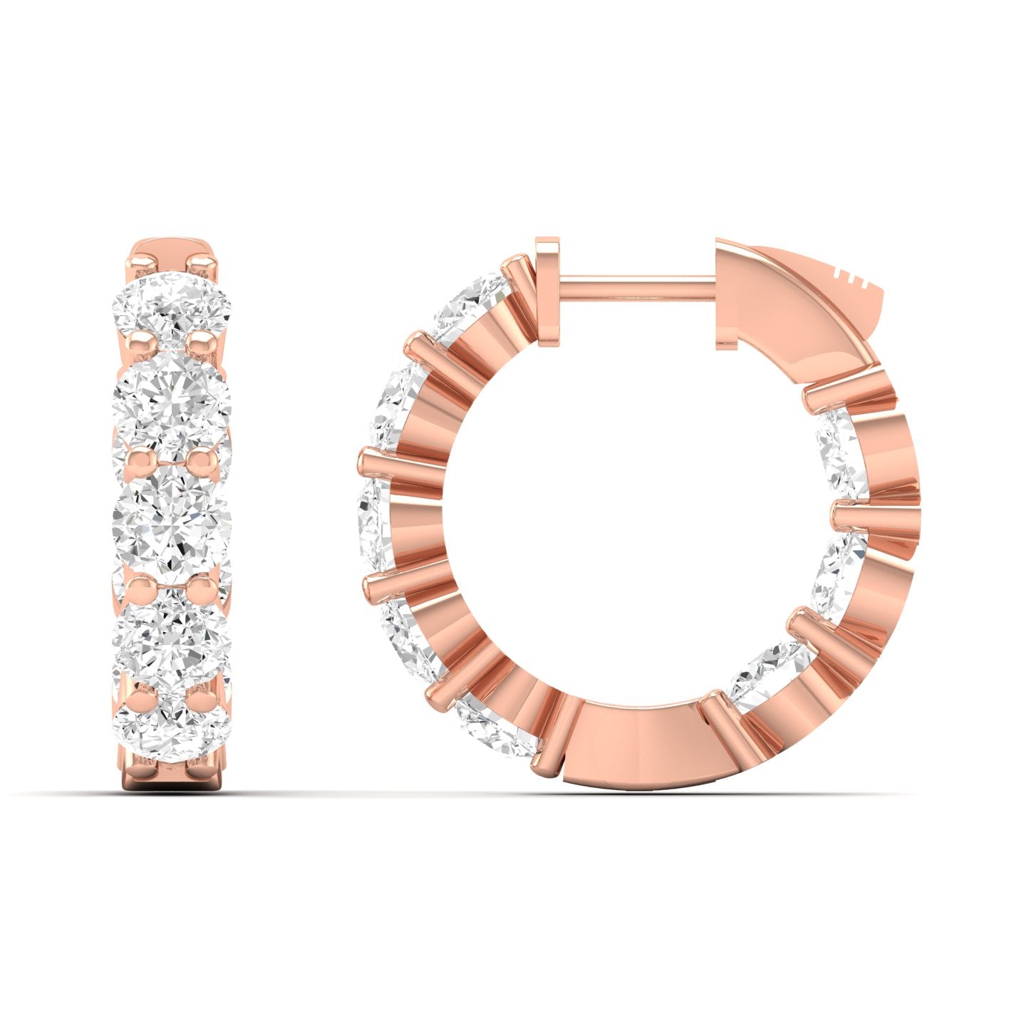 Classic Four-Prong Diamond Inside Out Hoop Earrings