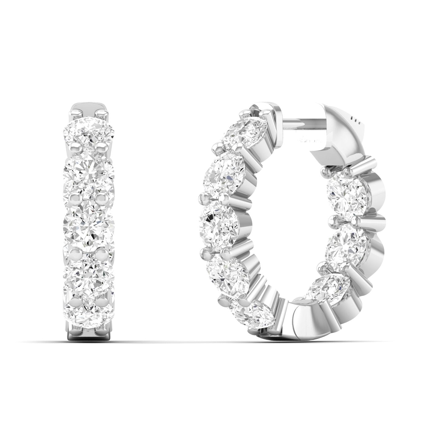 Classic Four-Prong Diamond Inside Out Hoop Earrings