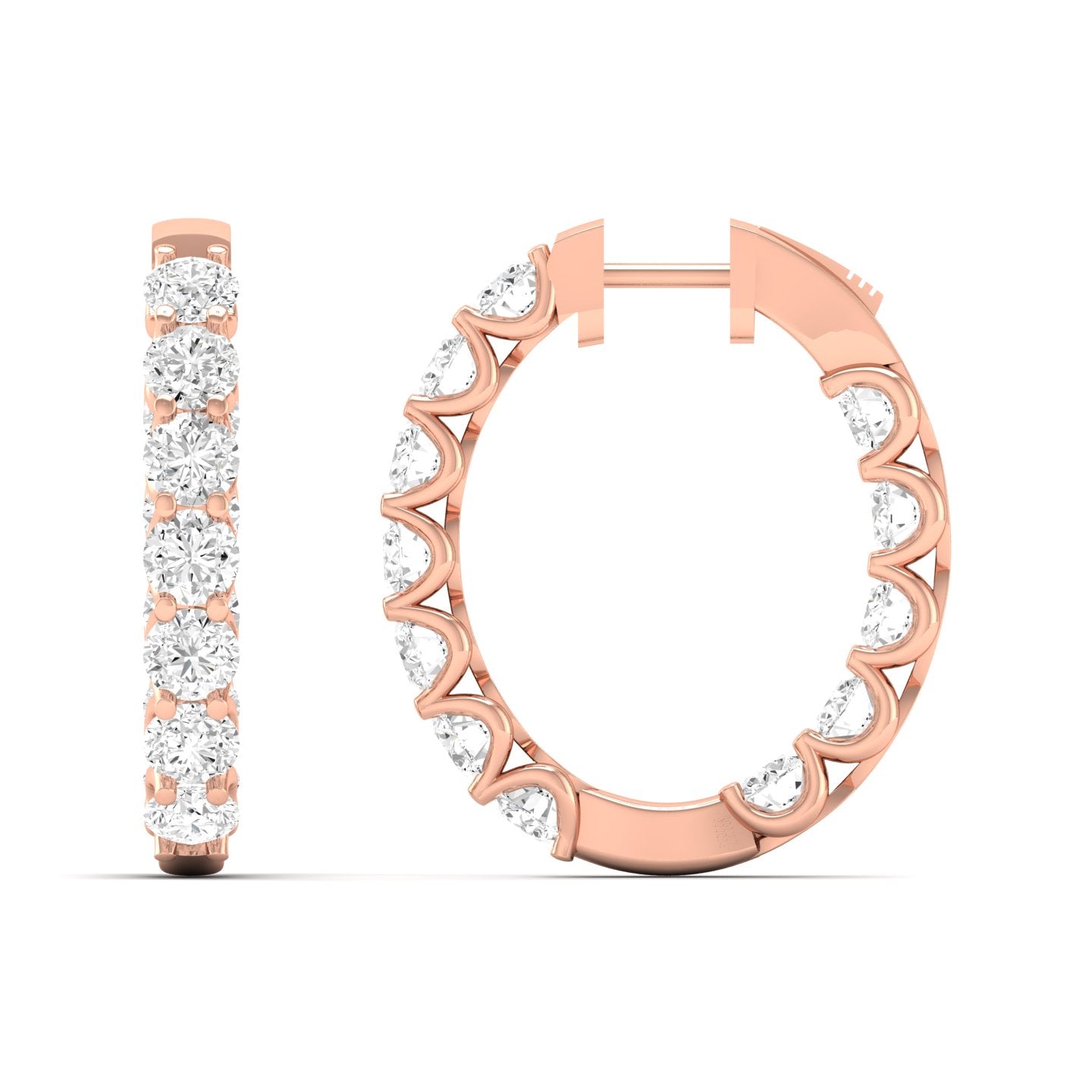 Classic Round Inside Out Diamond Hoop