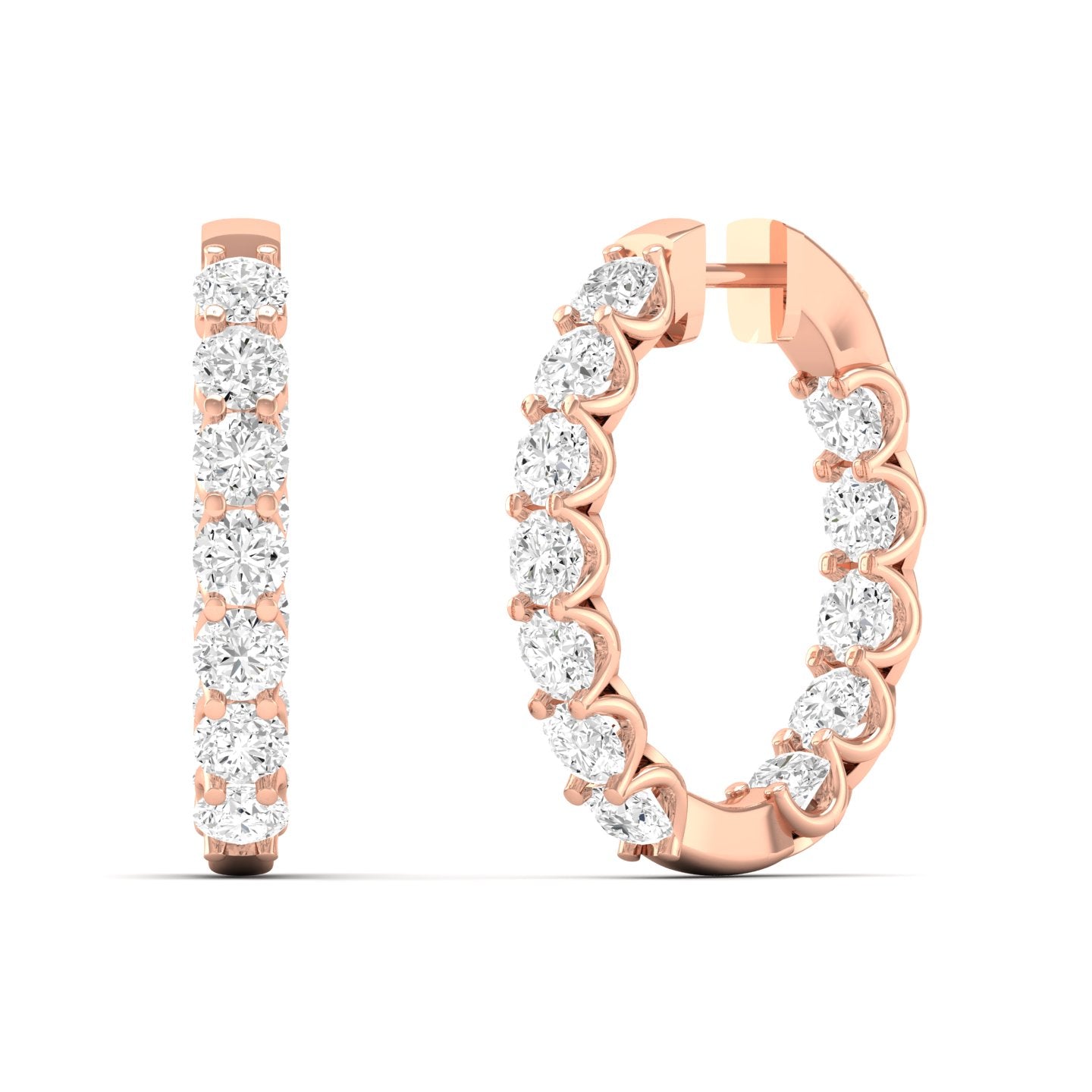 Classic Round Inside Out Diamond Hoop