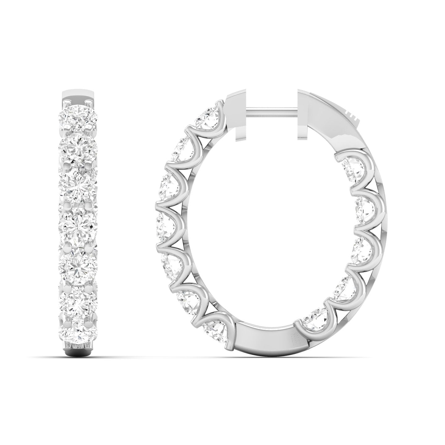 Classic Round Inside Out Diamond Hoop