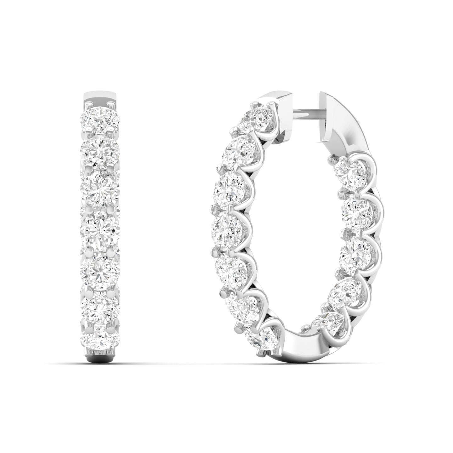 Classic Round Inside Out Diamond Hoop