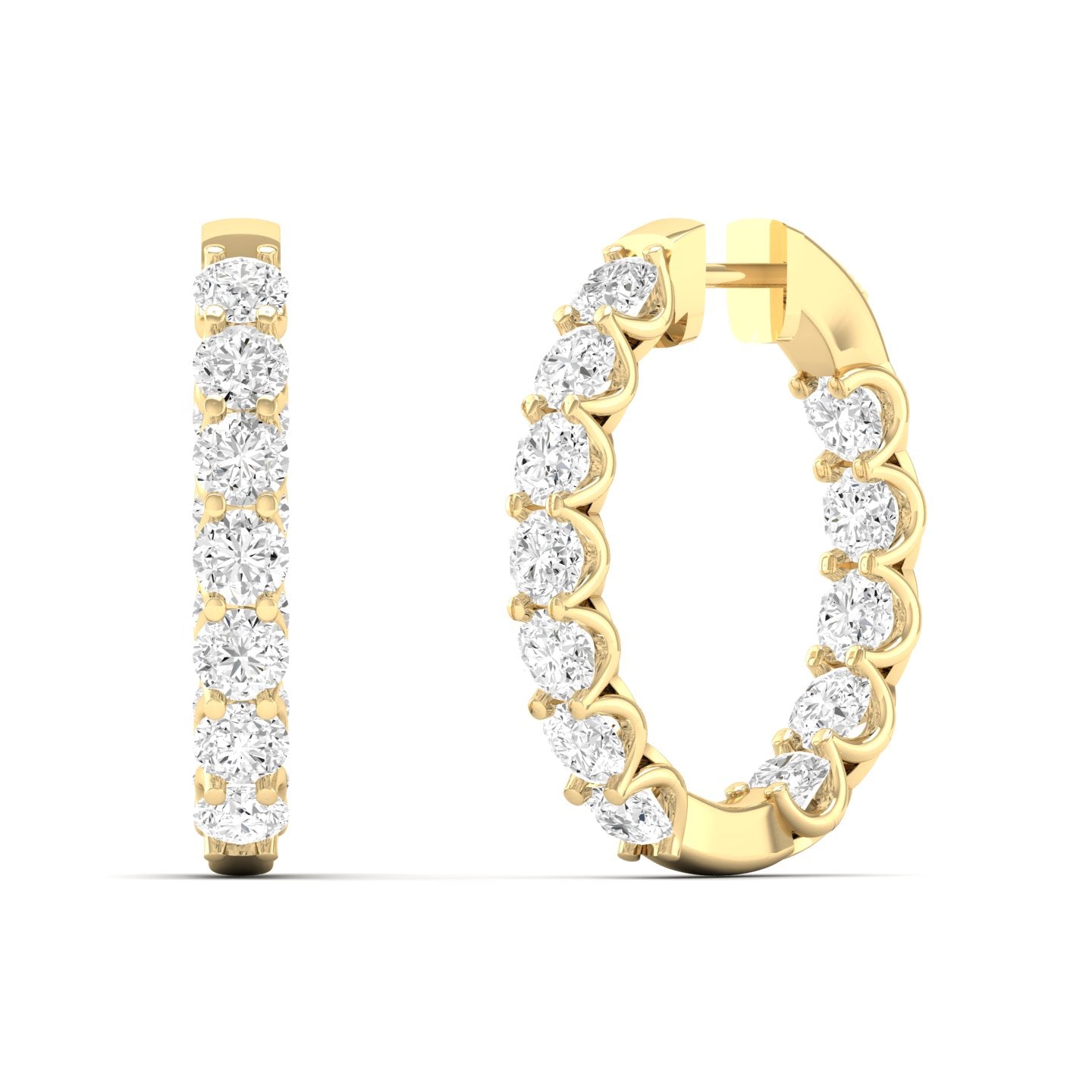 Classic Round Inside Out Diamond Hoop