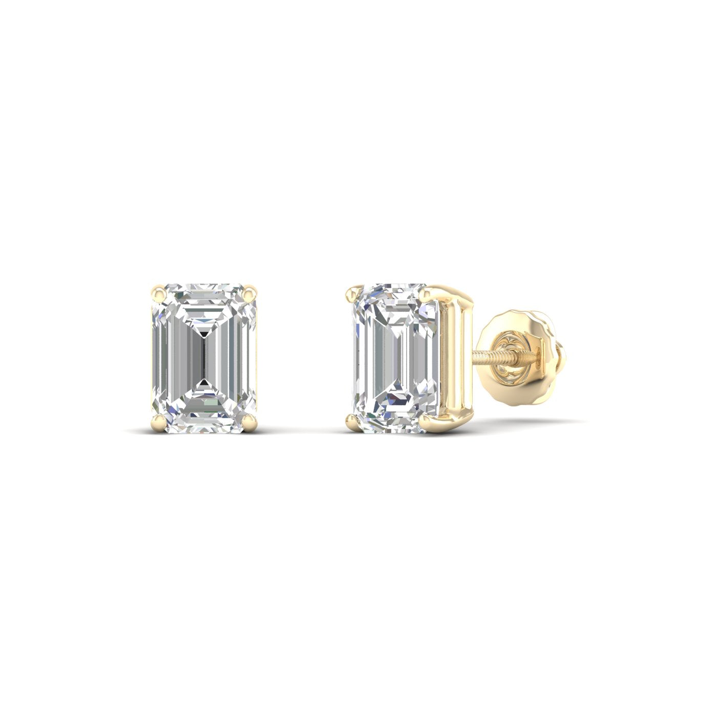Classic Emerald Solitaire Diamond Stud