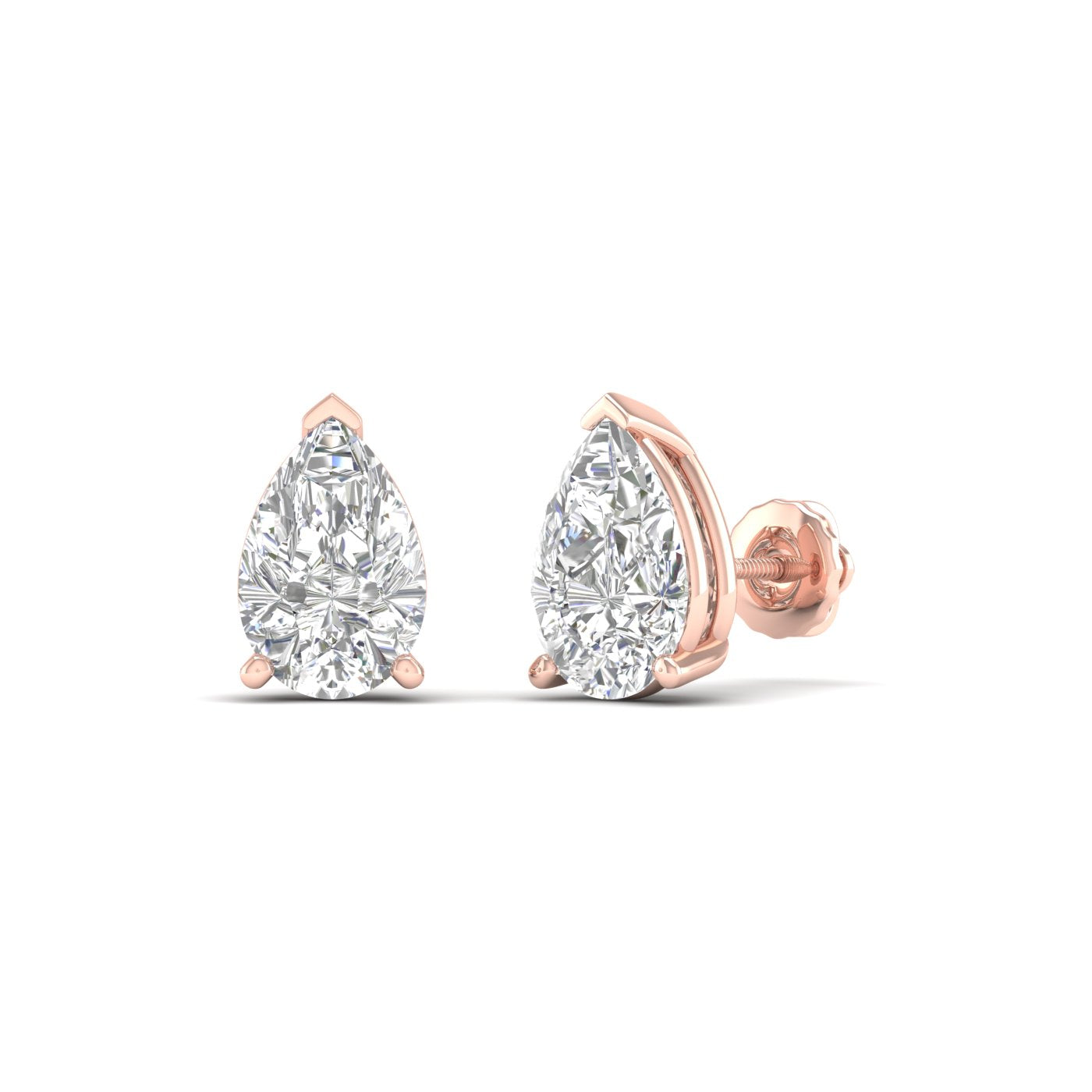 Pear Solitaire Stud Earrings