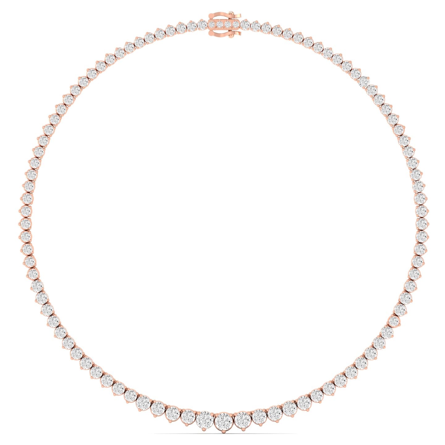 Classic Round Diamond Prong Set Tennis Necklace